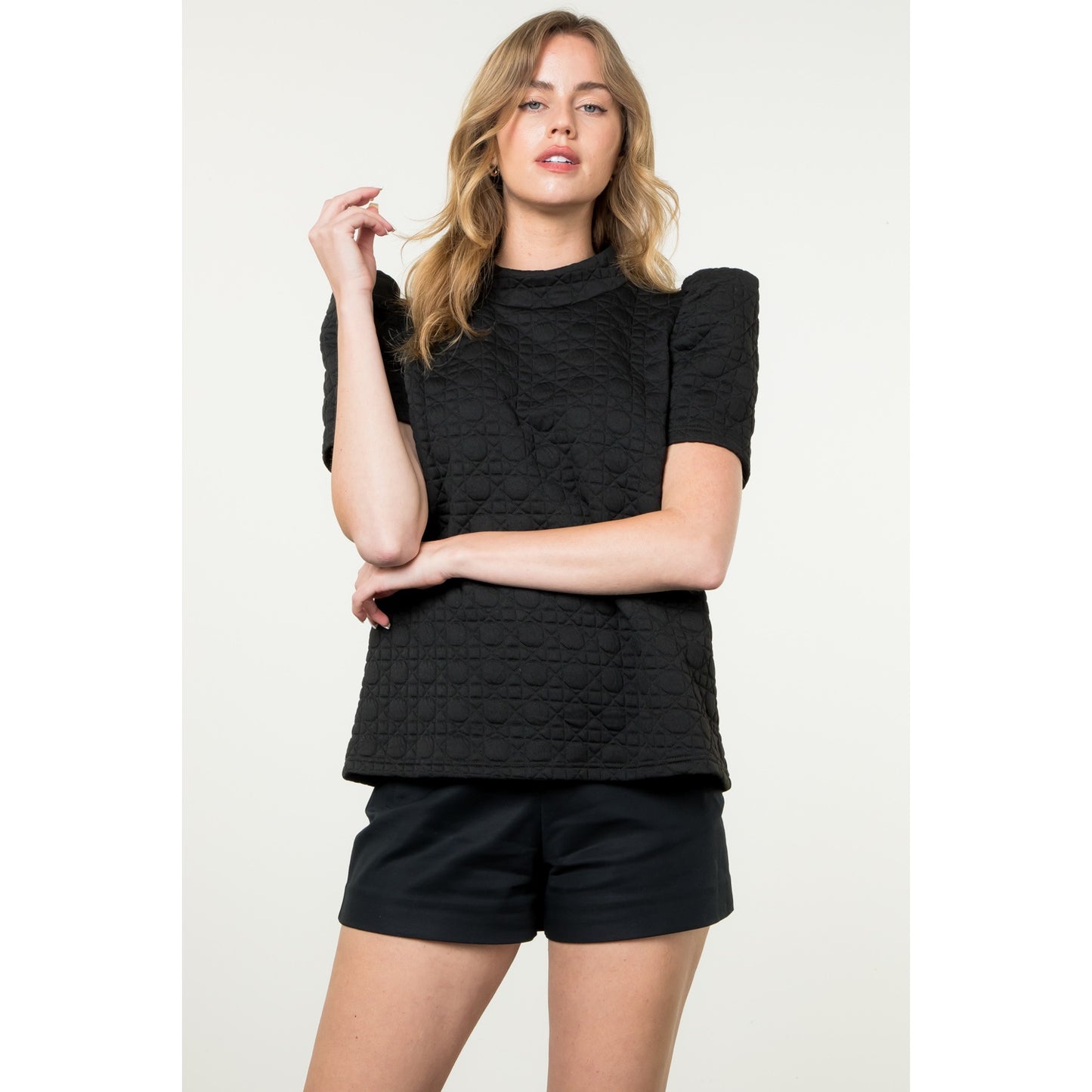 THML - Short Sleeve Textured Top - Black