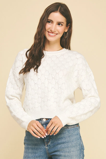 Textured Knit Sweater - Ivory