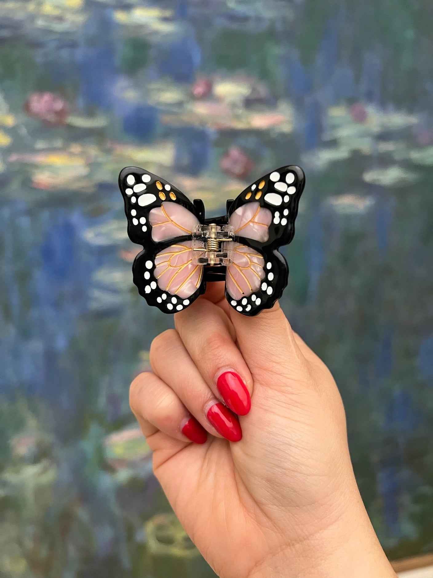 Hand-Painted Mini Monarch Butterfly Claw Hair Clip | Eco-Friendly | Pink