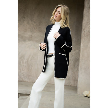 Long Sleeve Midi Cardigan - Black