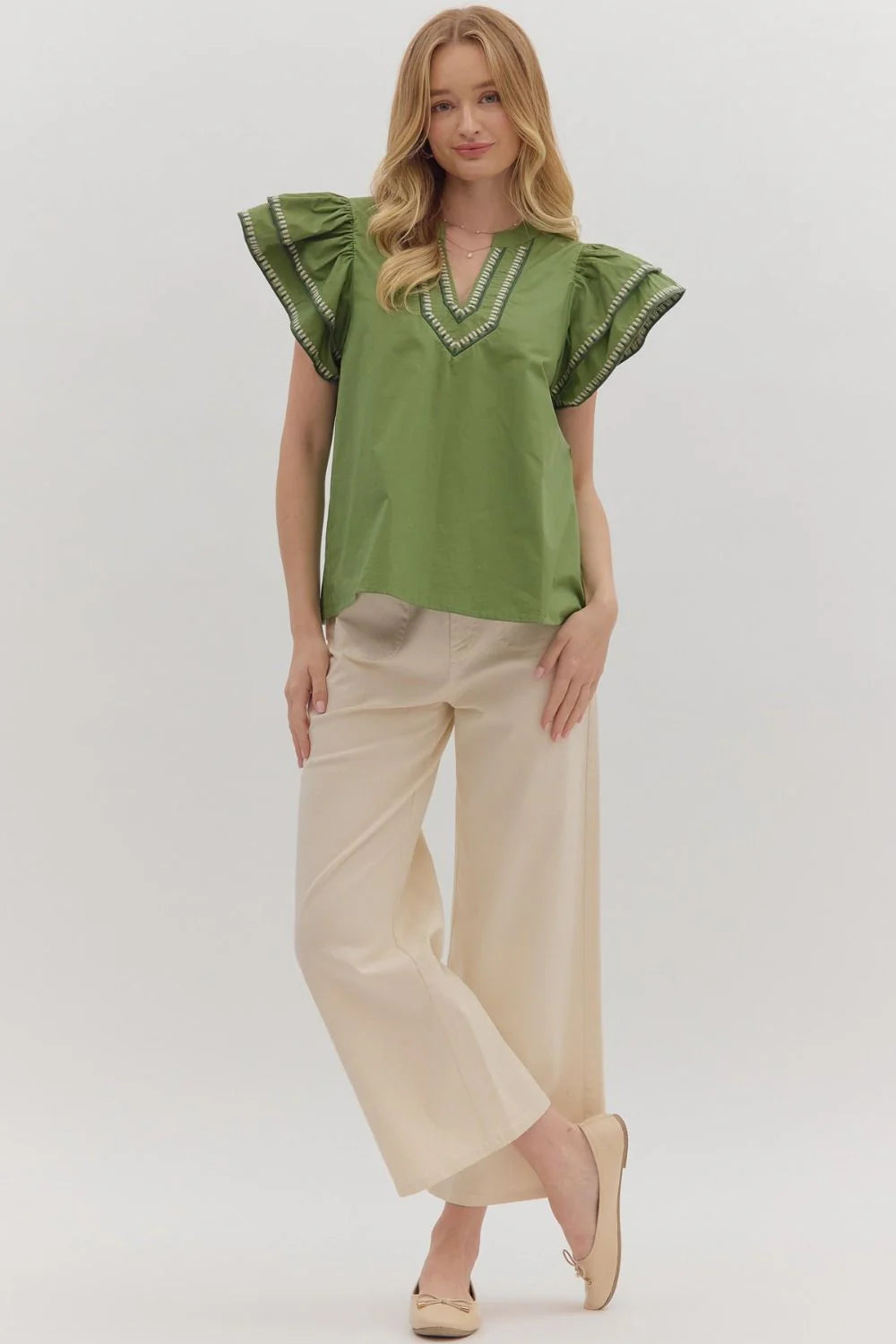 Donna Stitched Top - Olive