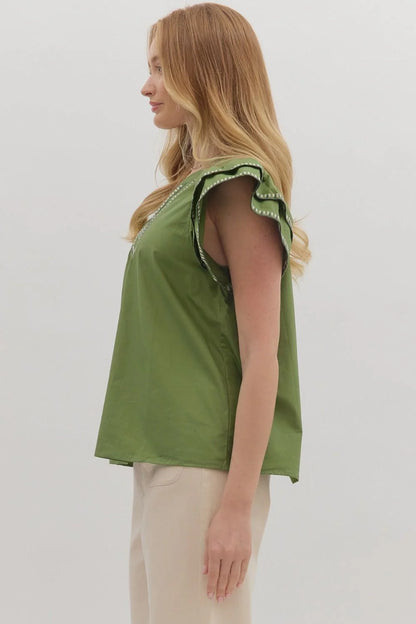 Donna Stitched Top - Olive