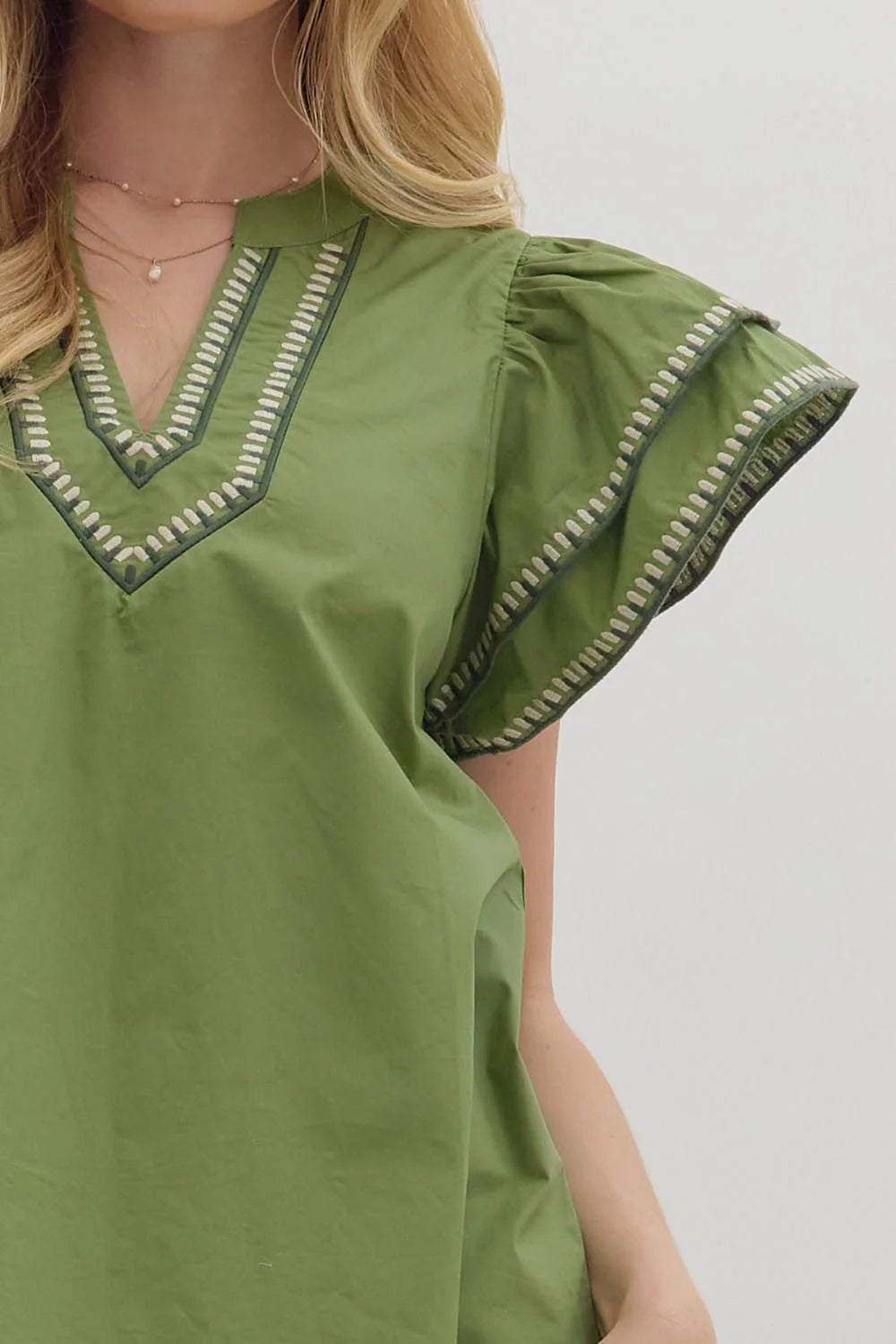 Donna Stitched Top - Olive