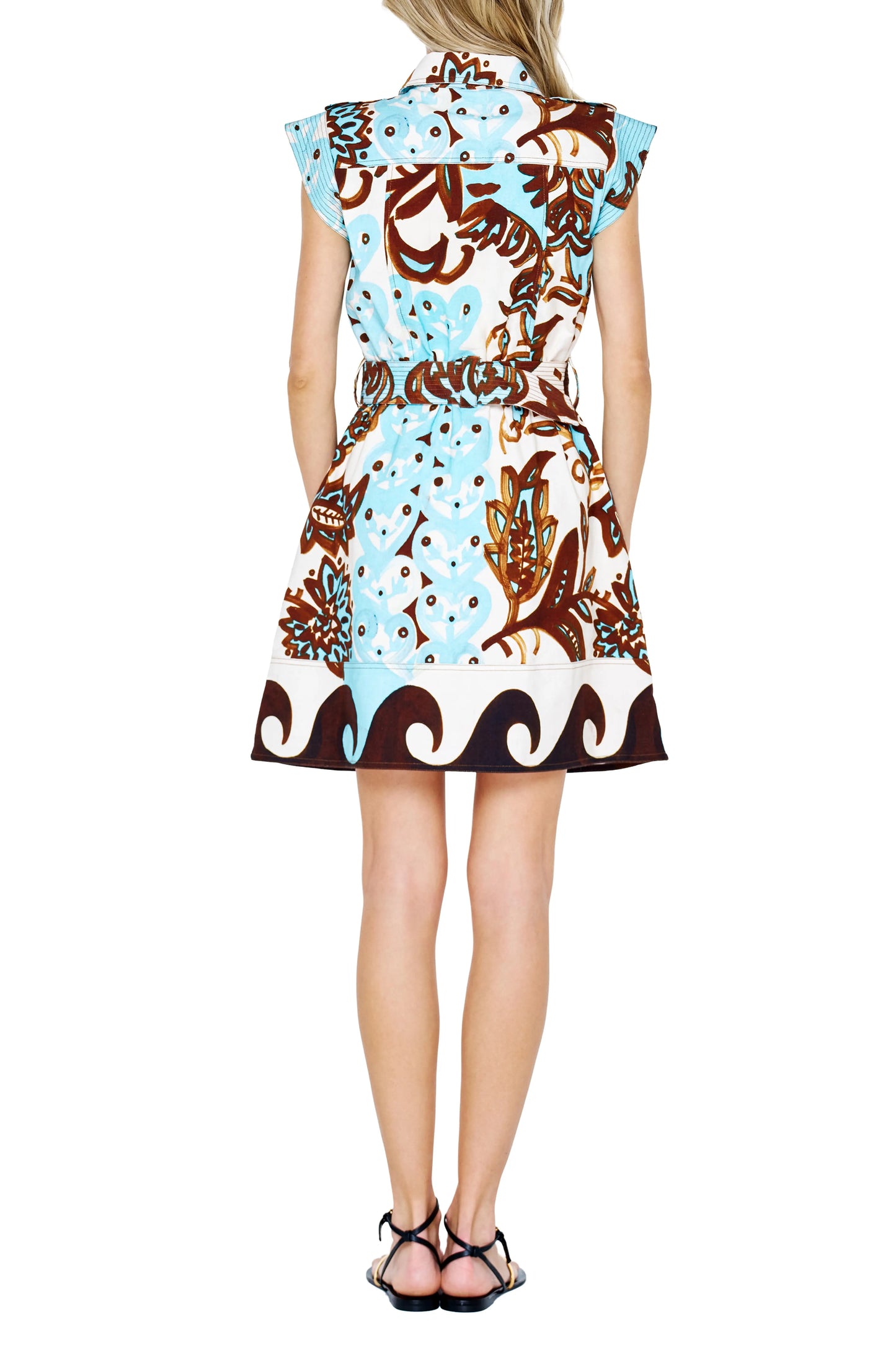Fay Printed Sleeveless Mini Dress - Cream