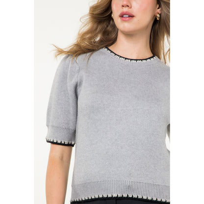 THML - Short Sleeve Knit Top - Gray