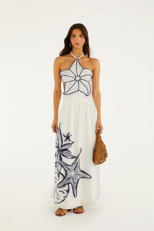 Off-White Coast Stars 3D Bodice Maxi Dress