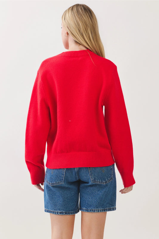 Horsesheo Graphic Knit Sweater - Red