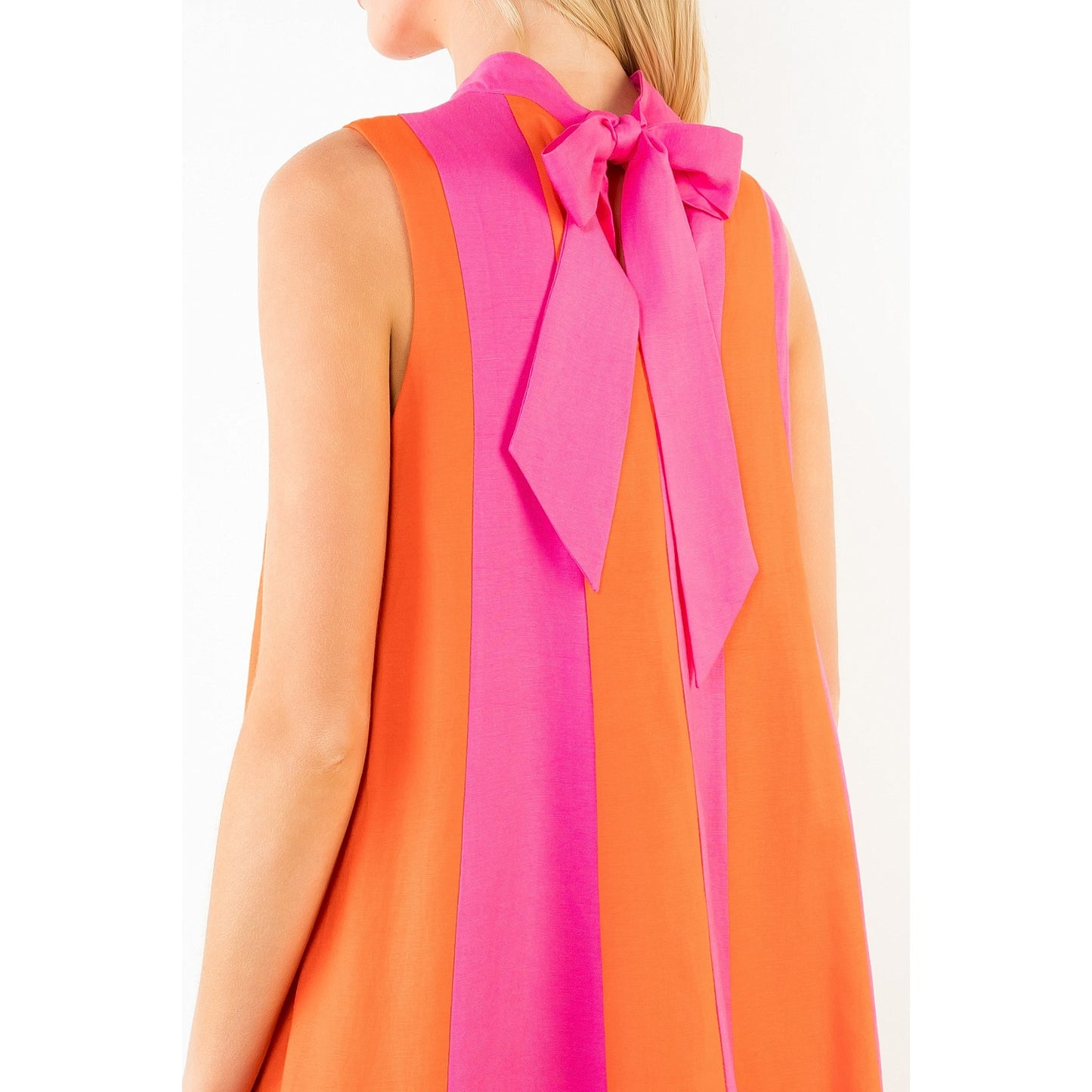 Sleeveless Colorblock Dress - Magenta