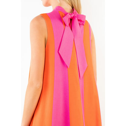 Sleeveless Colorblock Dress - Magenta