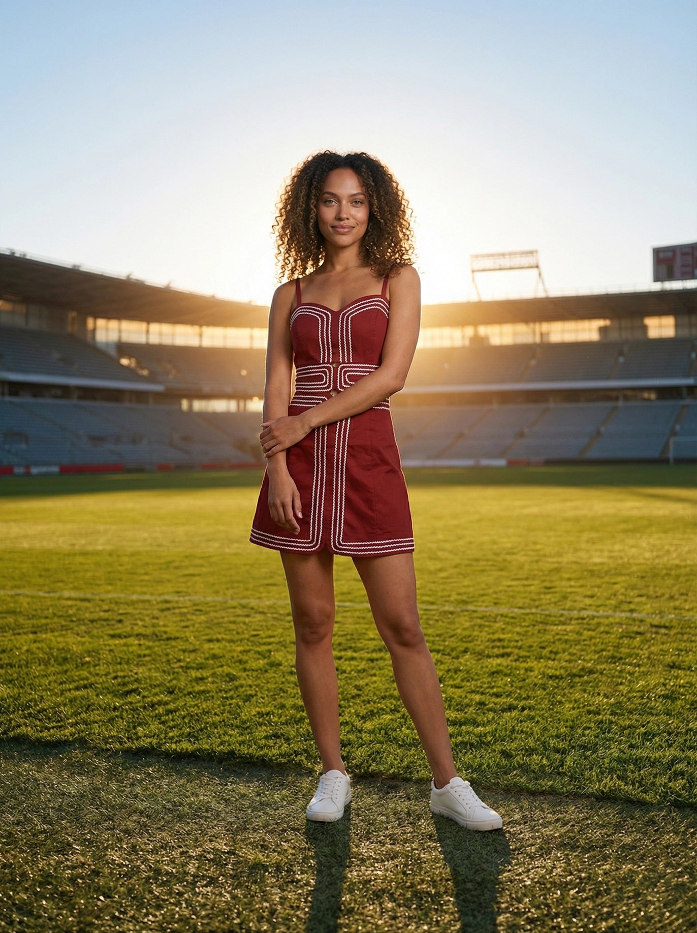 Exclusive Lace Trimmed Day-To-Night Mini Dress - Crimson/White