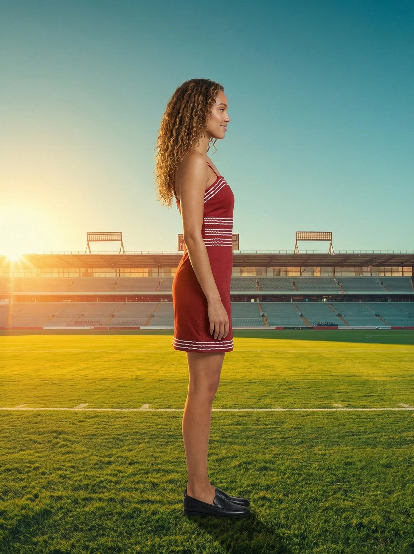 Exclusive Lace Trimmed Day-To-Night Mini Dress - Crimson/White