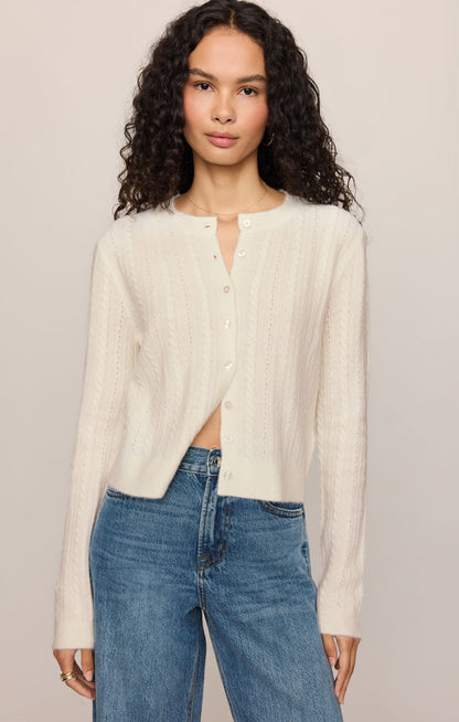 Medina Cable Cardigan - Cloud