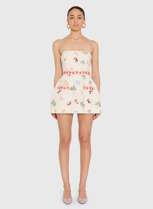 Strapless Bethany Romper - Boardwalk Print