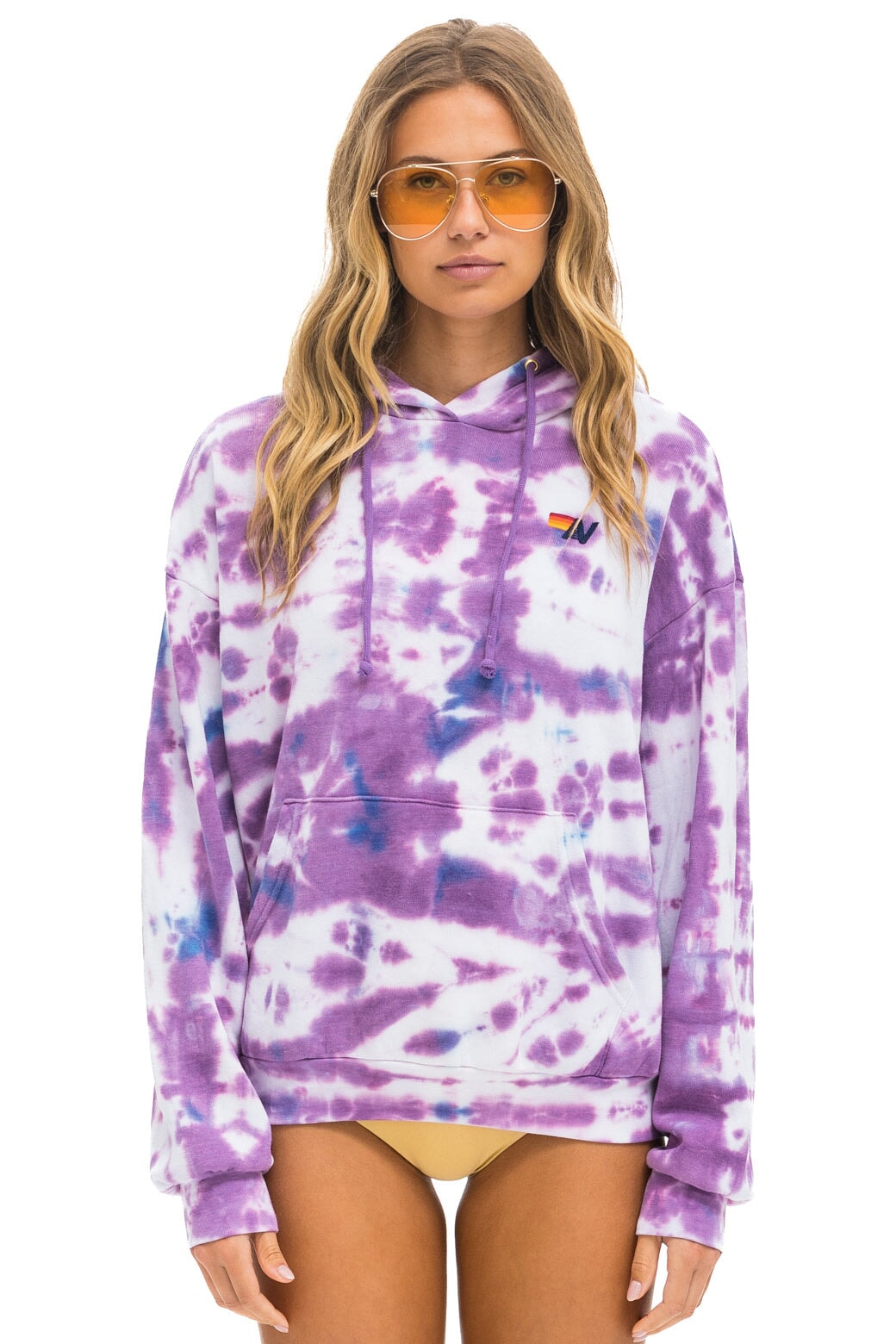 Aviator Nation - Hand Dyed Pullover Hoodie Relaxed - Tie Dye Magenta