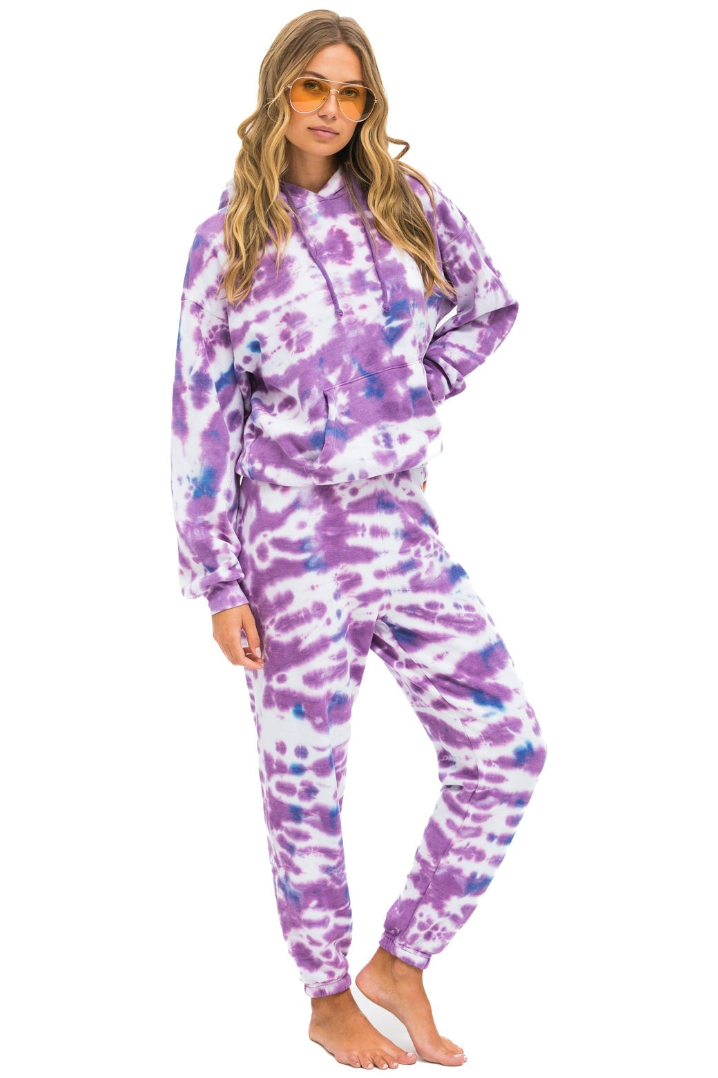 Aviator Nation - Hand Dyed Pullover Hoodie Relaxed - Tie Dye Magenta