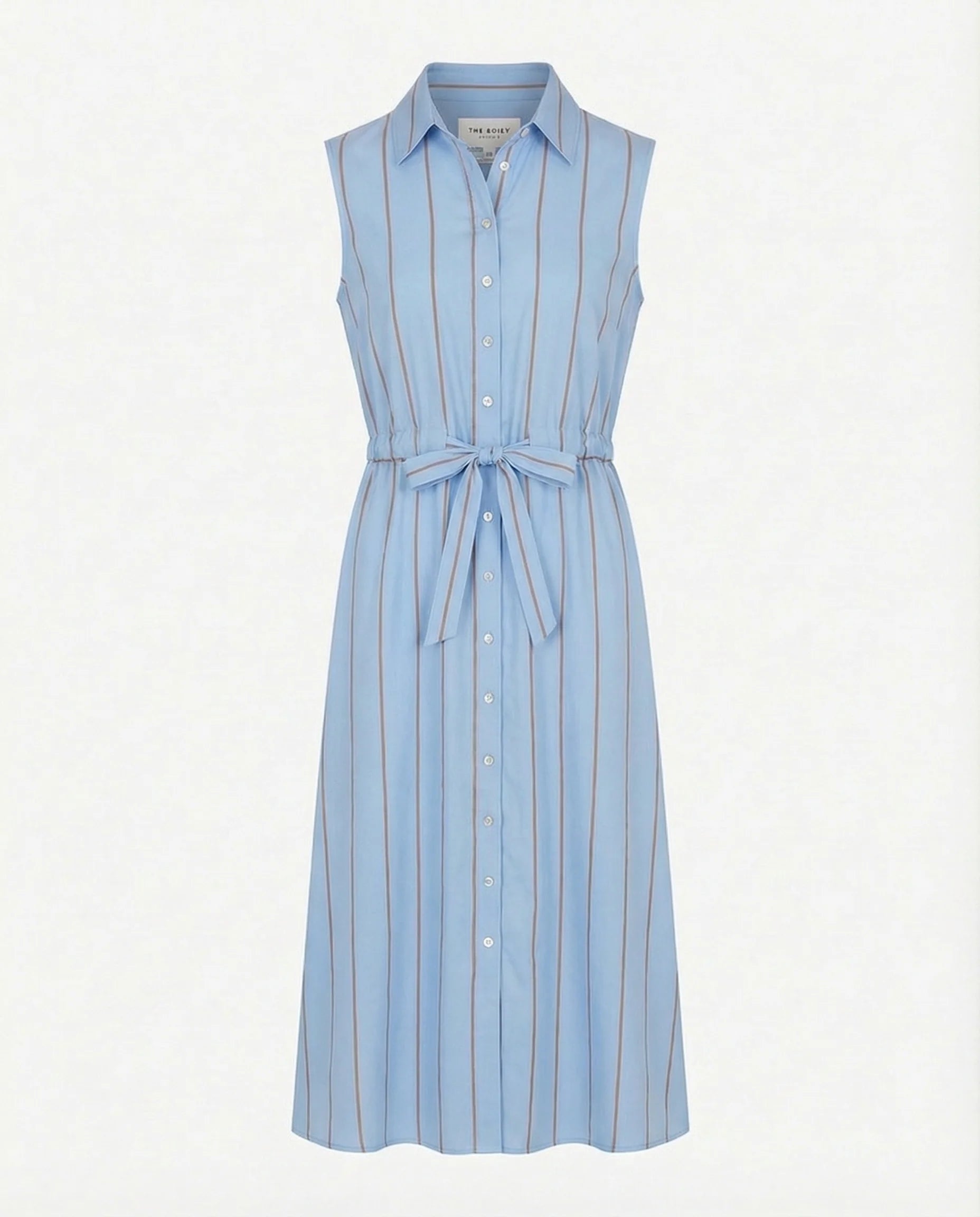 The Sleeveless Midi Dress - Light Blue/Taupe