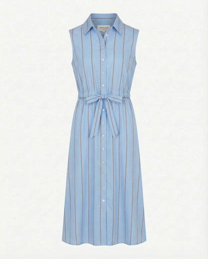 The Sleeveless Midi Dress - Light Blue/Taupe