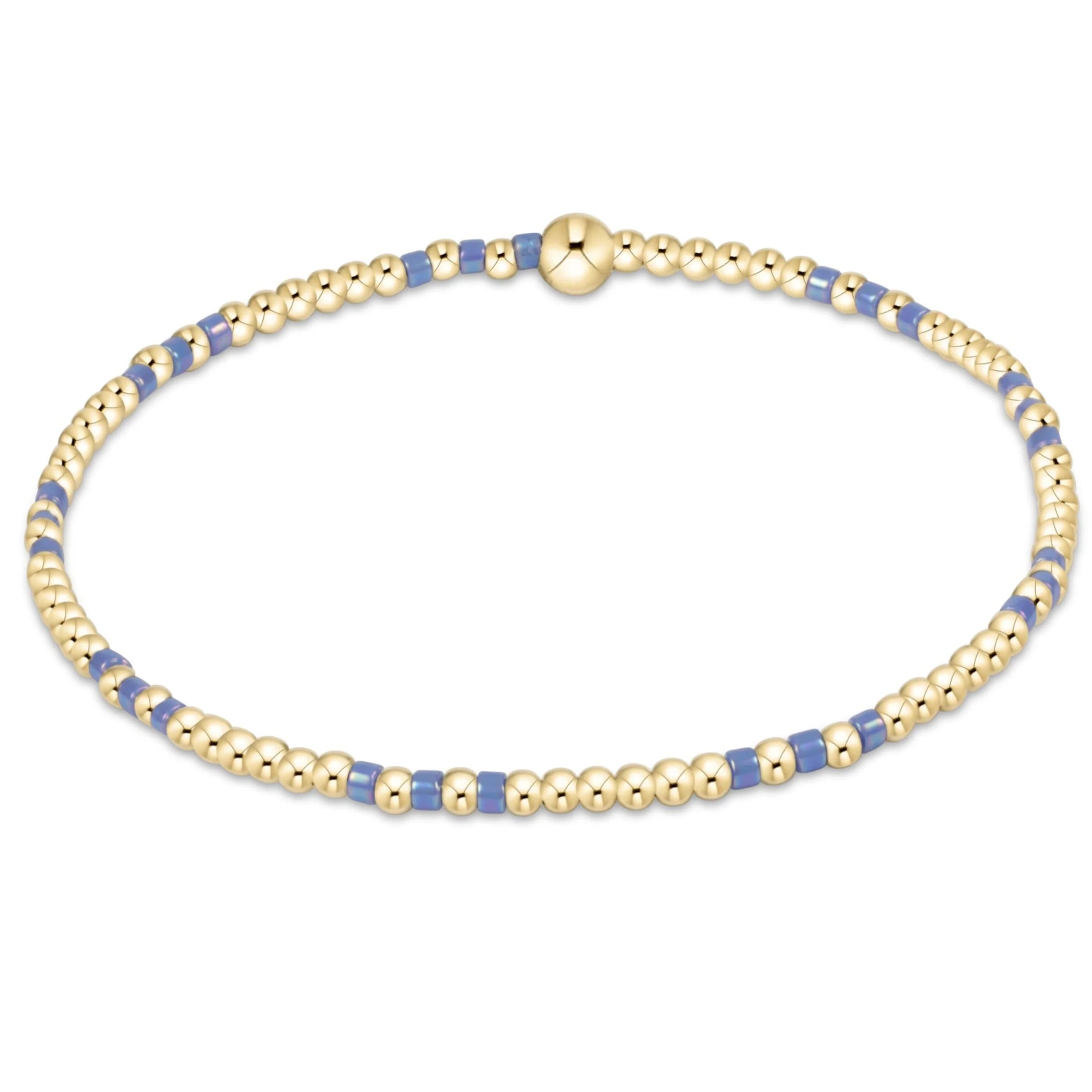 Hope Joy Pattern 2mm Bead Bracelet - Bright Blue