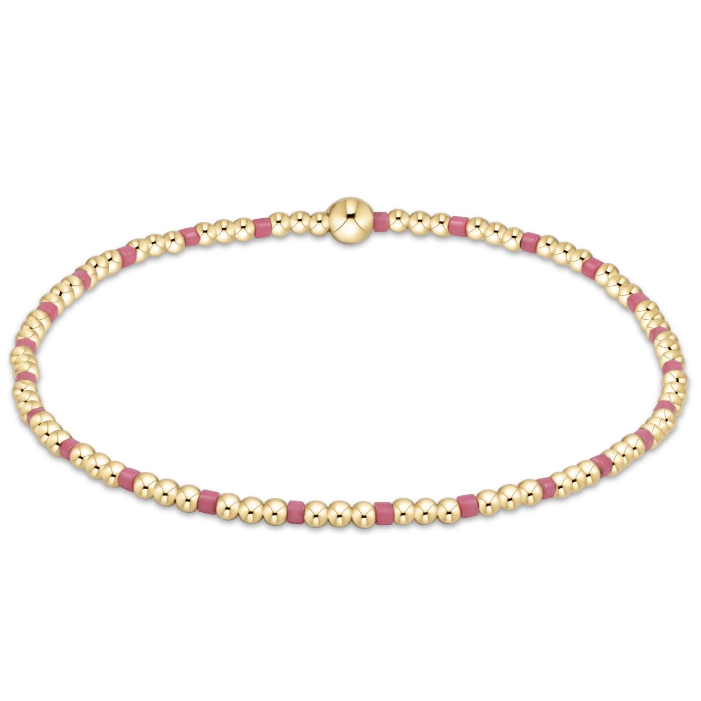 eGirl - Hope Sincerity Pattern 2mm Bead Bracelet - Bright Pink