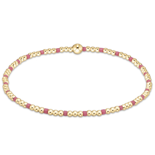 eGirl - Hope Sincerity Pattern 2mm Bead Bracelet - Bright Pink