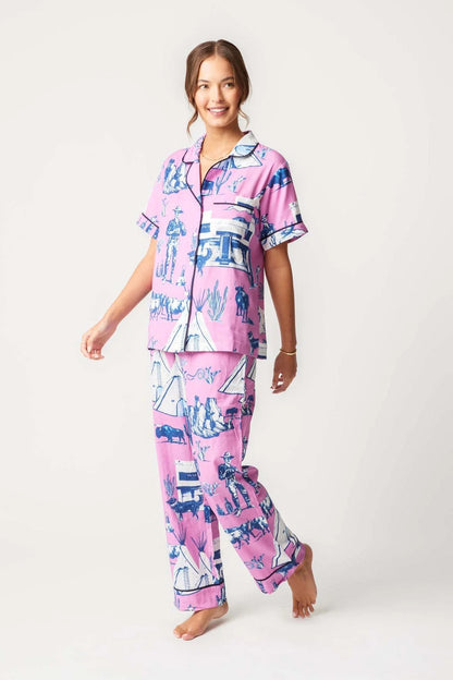 KATIE KIME - Marfa Toile Pajama Pants Set - Pink Navy