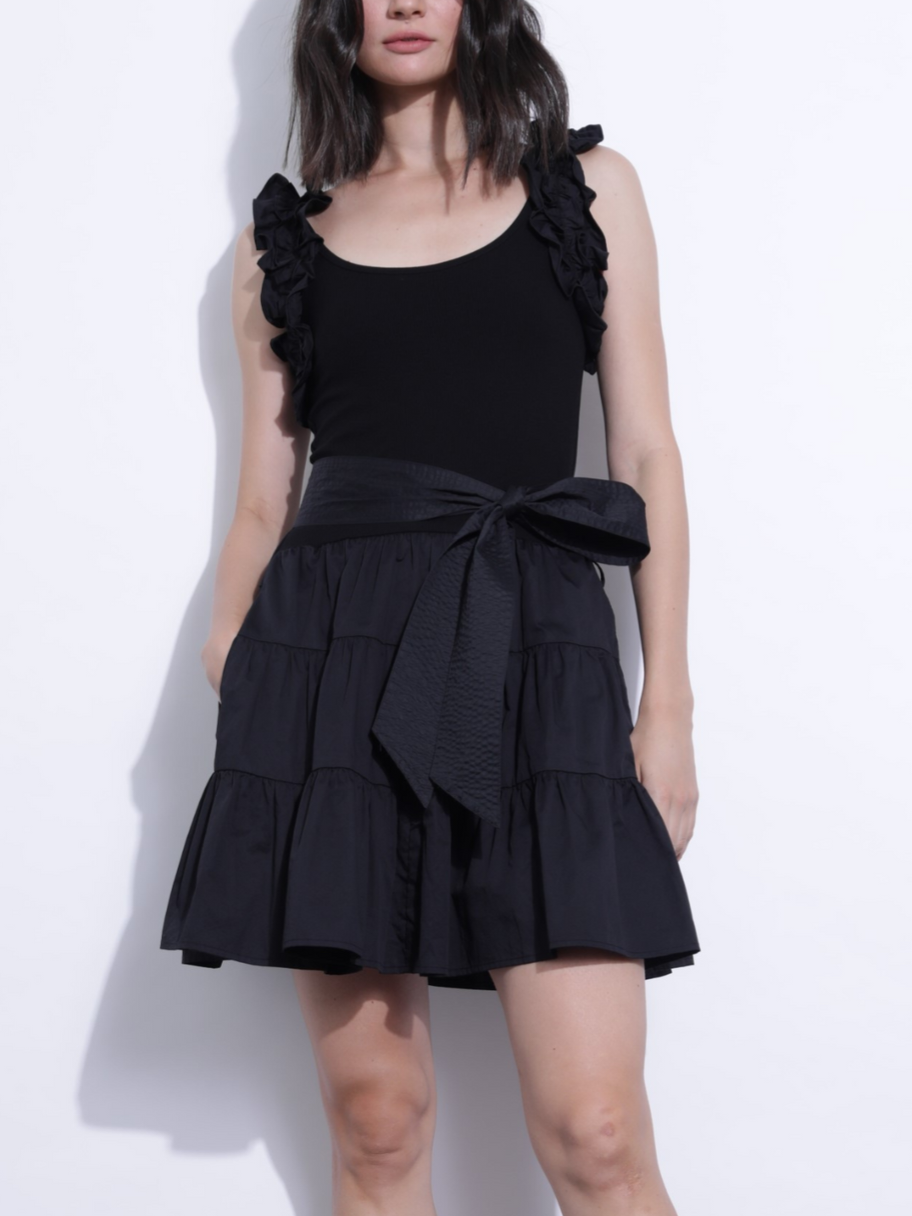 Karina Grimaldi - Rania Solid Mini Dress - Black