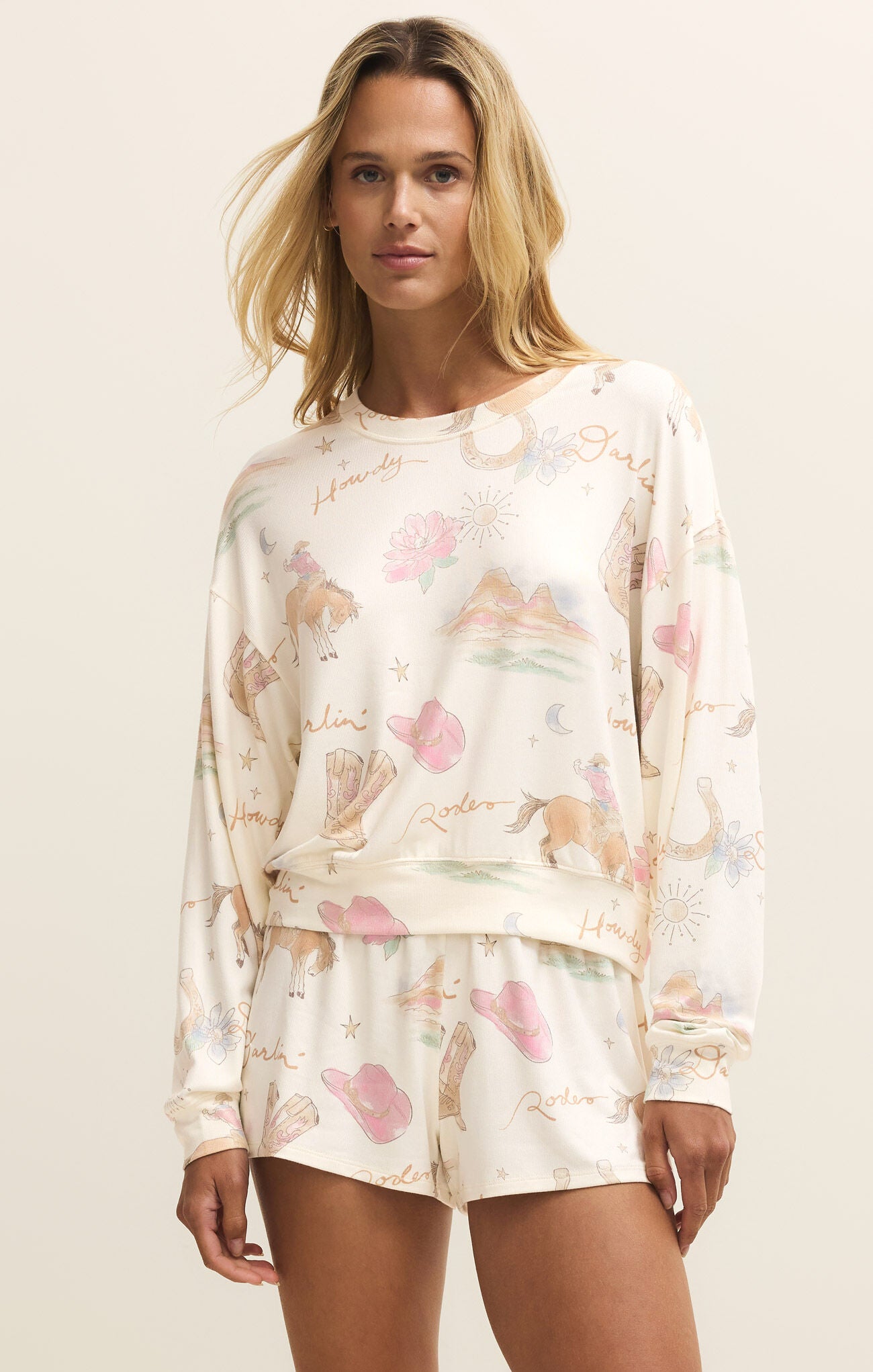 Desert Rose Long Sleeve Top - Vanilla Ice