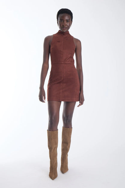 Kai Vegan Suede Mini Dress - Copper Cedar