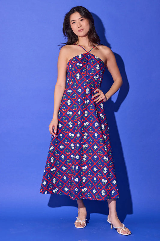 Karin Dress - Navy Cherry