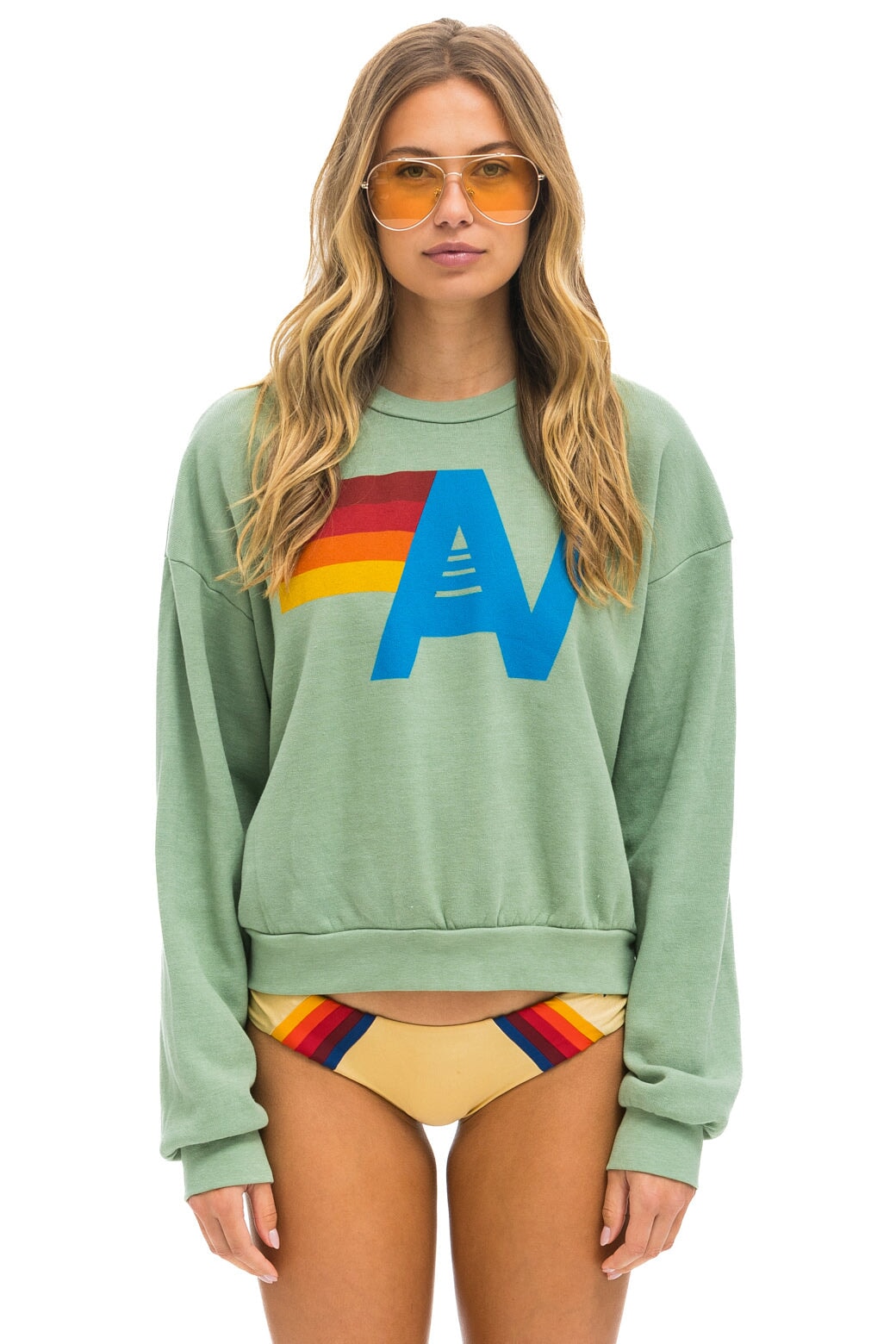 Aviator Nation - Logo Relaxed Crew Sweatshirt - Sage