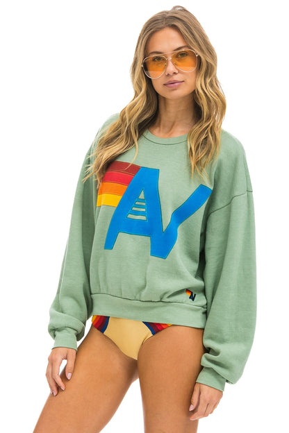 Aviator Nation - Logo Stitch Relaxed Crew Sweatshirt - Sage