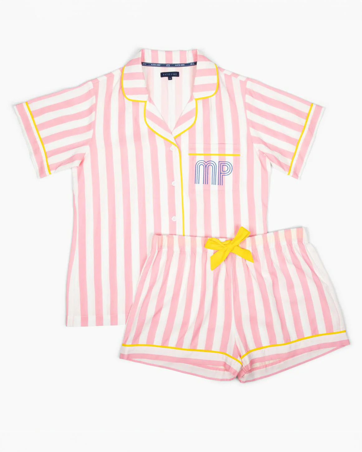 KATIE KIME - Retro Stripe Pajama Shorts Set - Pink