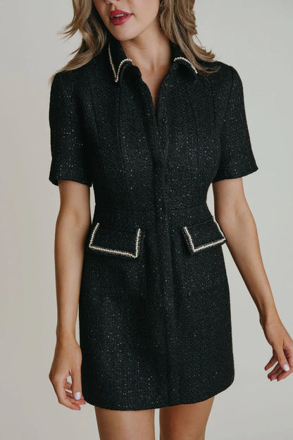 Coco Dress - Black Tweed