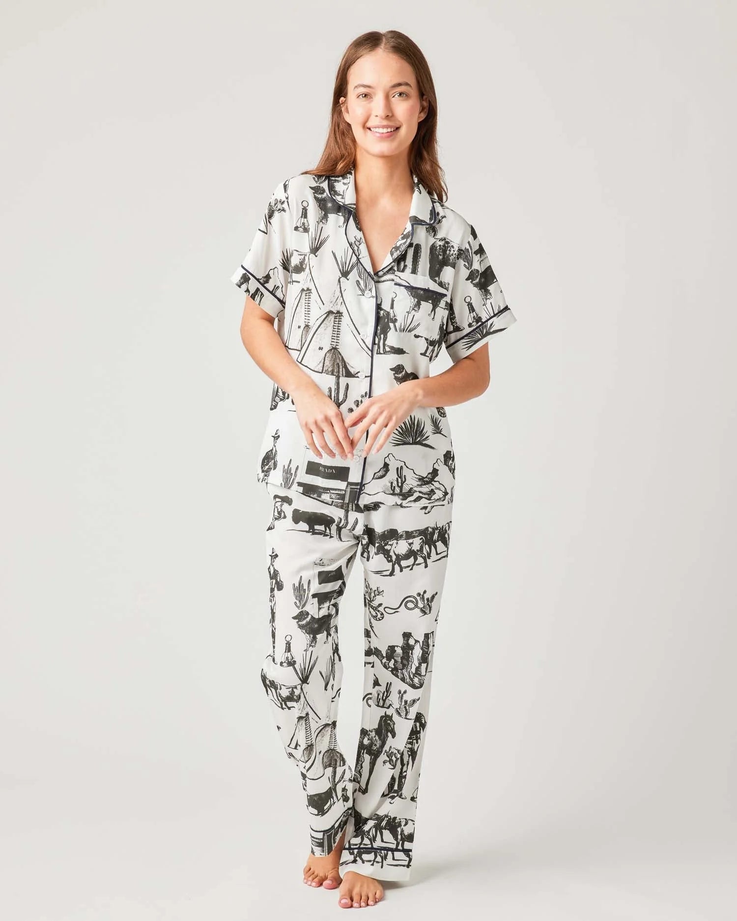 Marfa Toile Pajama Pants Set - Black