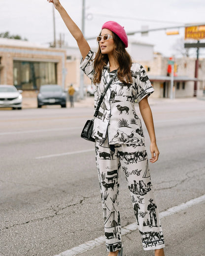 Marfa Toile Pajama Pants Set - Black