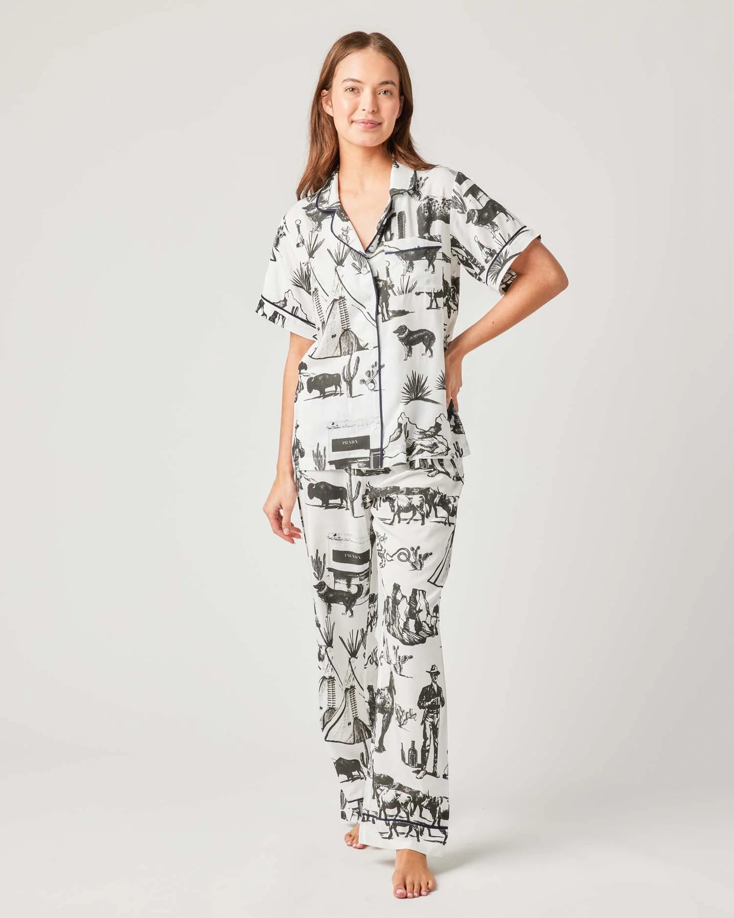Marfa Toile Pajama Pants Set - Black