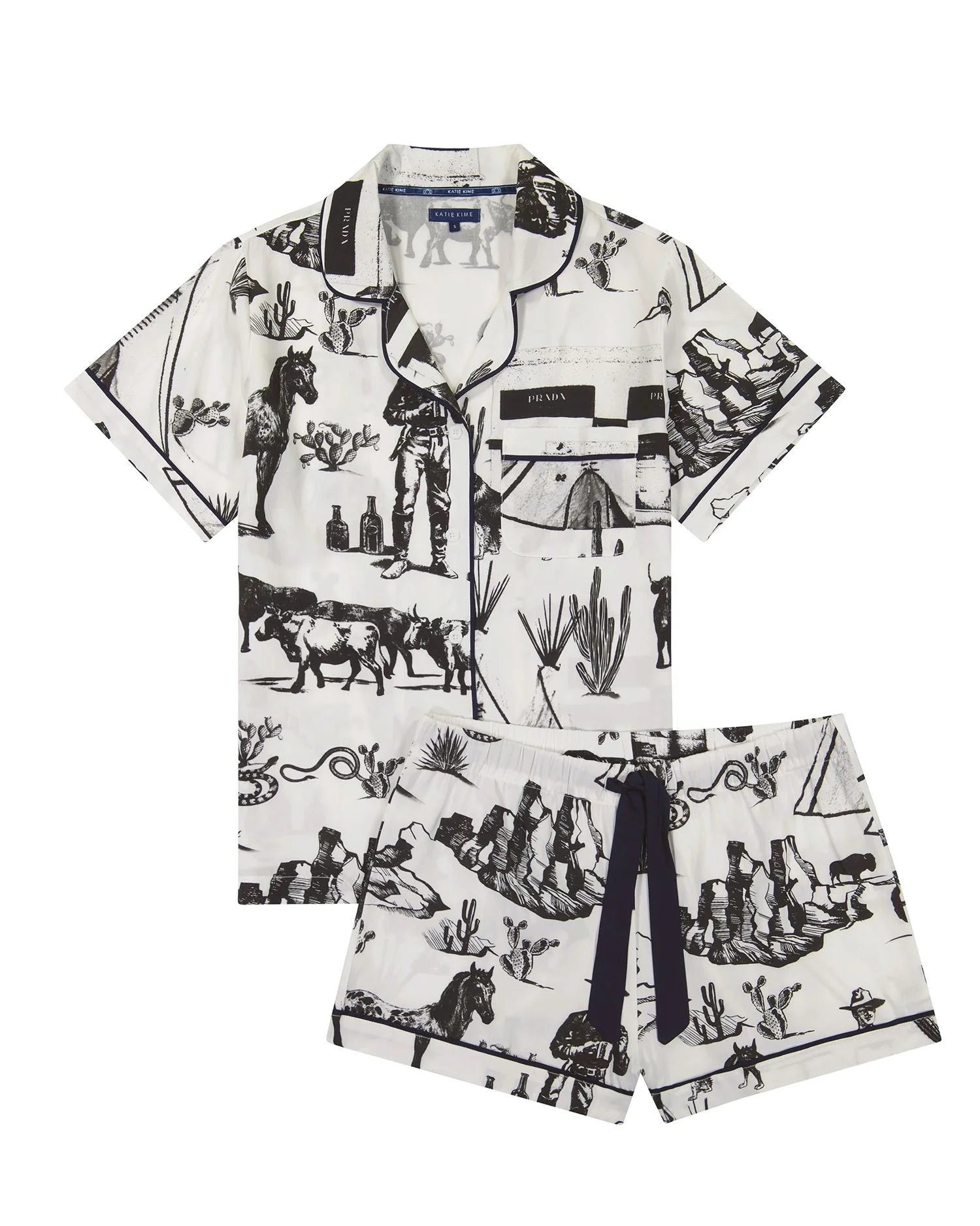 Marfa Toile Pajama Shorts Set - Black