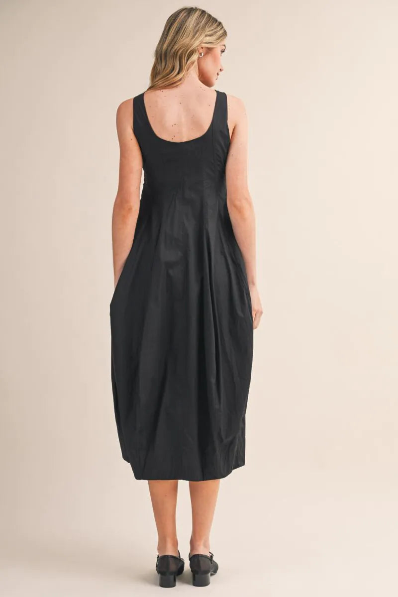 Tulip Hem Midi Dress - Black
