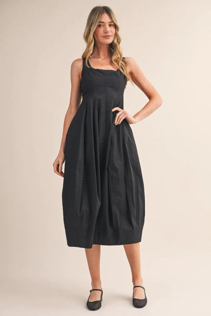 Tulip Hem Midi Dress - Black