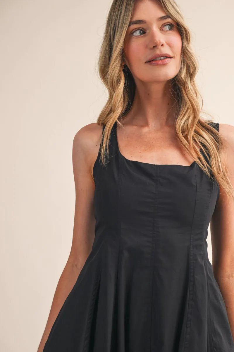 Tulip Hem Midi Dress - Black