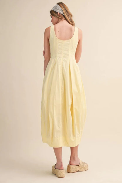 Tulip Hem Midi Dress - Butter Yellow