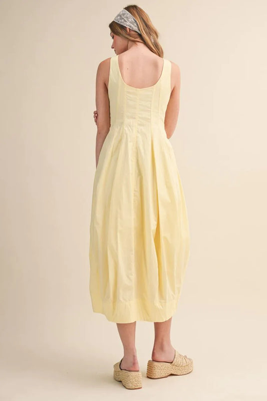 Tulip Hem Midi Dress - Butter Yellow