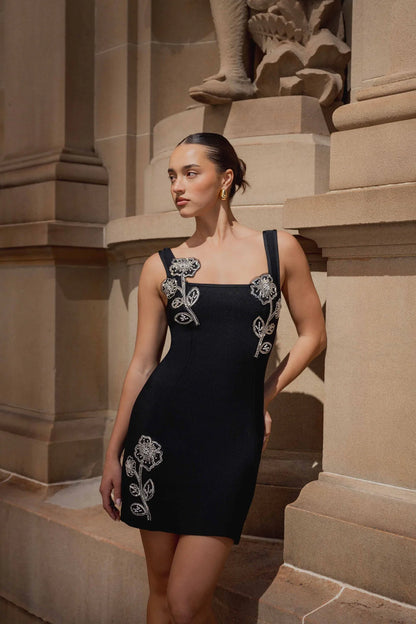 Soleil Party Mini Dress in Black