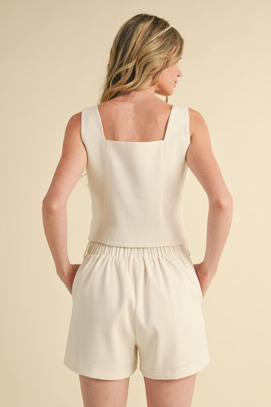 Scalloped Vest and Shorts Set - Off-White