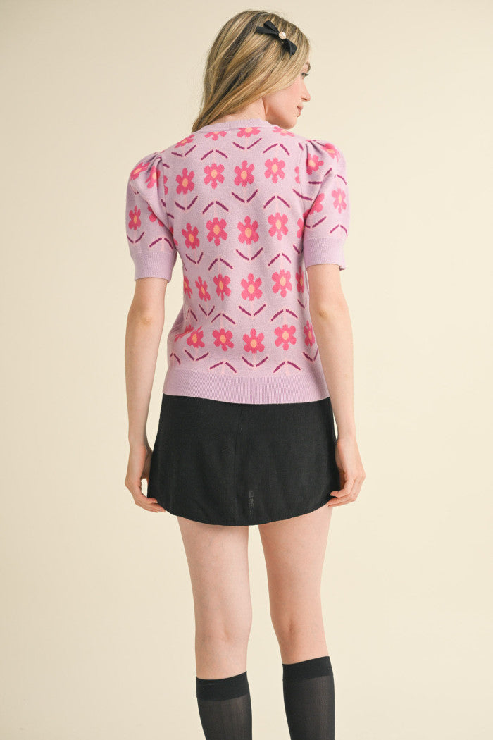 &merci - Flower Power Knit Sweater - Orchid