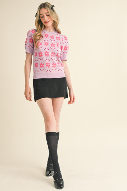 &merci - Flower Power Knit Sweater - Orchid