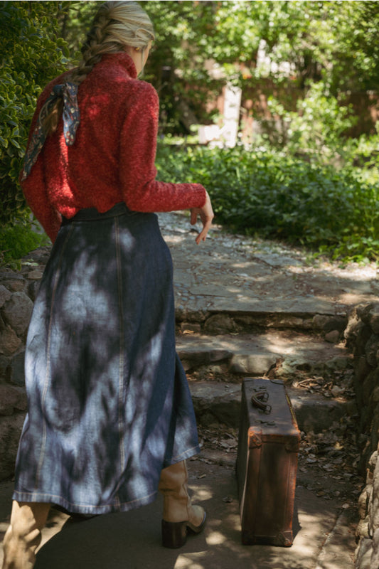 Tying Neck Sweater Cardigan - Burgundy