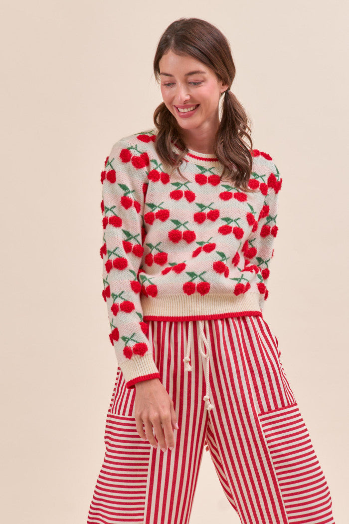 Cherry Sweater - Ivory/Red Multi