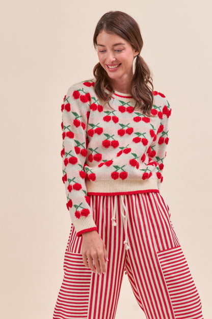 Cherry Sweater - Ivory/Red Multi