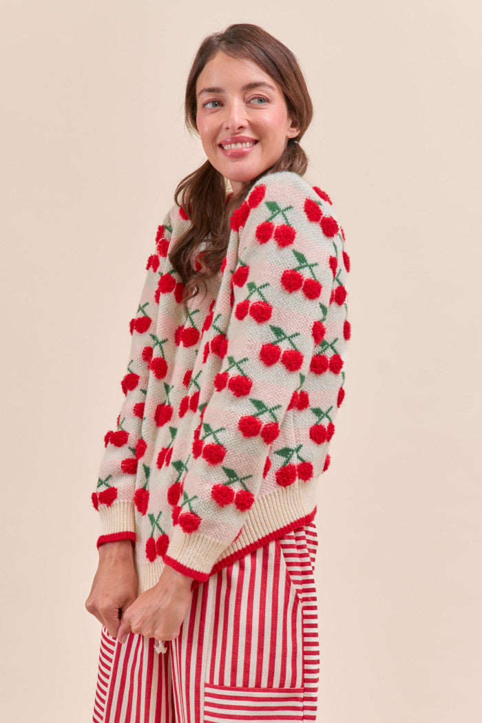 Cherry Sweater - Ivory/Red Multi